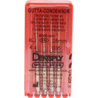 Gutta Condensor (25 mm) (ISO 35), Guttapercha kondenzor, Könyökdarab (CA, Ø 2,35 mm, ISO 204) ISO 35 forgó, ISO színkódolt, Nemesacél, 25 mm, 4 darab