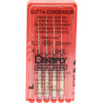 Gutta Condensor (25 mm) (ISO 40), Guttapercha kondenzor, Könyökdarab (CA, Ø 2,35 mm, ISO 204) ISO 40 forgó, ISO színkódolt, Nemesacél, 25 mm, 4 darab