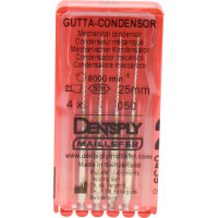 Gutta Condensor (25 mm) (ISO 50), Guttapercha kondenzor, Könyökdarab (CA, Ø 2,35 mm, ISO 204) ISO 50 forgó, ISO színkódolt, Nemesacél, 25 mm, 4 darab