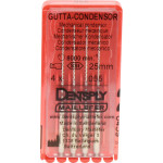 Gutta Condensor (25 mm) (ISO 55), Guttapercha kondenzor, Könyökdarab (CA, Ø 2,35 mm, ISO 204) ISO 55 forgó, ISO színkódolt, Nemesacél, 25 mm, 4 darab
