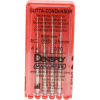 Gutta Condensor (25 mm) (ISO 70), Guttapercha kondenzor, Könyökdarab (CA, Ø 2,35 mm, ISO 204) ISO 70 forgó, ISO színkódolt, Nemesacél, 25 mm, 4 darab