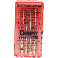 Gutta Condensor (25 mm) (ISO 80), Guttapercha kondenzor, Könyökdarab (CA, Ø 2,35 mm, ISO 204) ISO 80 forgó, ISO színkódolt, Nemesacél, 25 mm, 4 darab