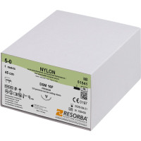 Nylon Monofil - Packung 36 Stück, schwarz, 45 cm, DSM 6F, USP 5/0 - 51541