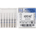 Hero 642 (25 mm) (4 %) (ISO 30), Gyökércsatorna reszelő (gépi), Könyökdarab (CA, Ø 2,35 mm, ISO 204) ISO 30 forgó, ISO színkódolt, Nikkel-titán, 25 mm, 6 darab
