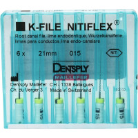 Nitiflex, (21 mm) (ISO 15), Gyökércsatorna reszelő (kézzel), Fogantyú - műanyag ISO 15 ISO színkódolt, Nikkel-titán, 21 mm, 6 darab