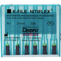 Nitiflex, (21 mm) (ISO 25), Gyökércsatorna reszelő (kézzel), Fogantyú - műanyag ISO 25 ISO színkódolt, Nikkel-titán, 21 mm, 6 darab