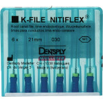 Nitiflex (21 mm) (ISO 30), Gyökércsatorna reszelő (kézzel), Fogantyú - műanyag ISO 30 ISO színkódolt, Nikkel-titán, 21 mm, 6 darab