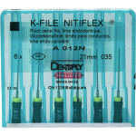 Nitiflex (21 mm) (ISO 35), Gyökércsatorna reszelő (kézzel), Fogantyú - műanyag ISO 35 ISO színkódolt, Nikkel-titán, 21 mm, 6 darab