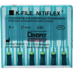 Nitiflex (21 mm) (ISO 40), Gyökércsatorna reszelő (kézzel), Fogantyú - műanyag ISO 40 ISO színkódolt, Nikkel-titán, 21 mm, 6 darab