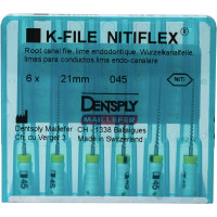 Nitiflex (21 mm) (ISO 45), Gyökércsatorna reszelő (kézzel), Fogantyú - műanyag ISO 45 ISO színkódolt, Nikkel-titán, 21 mm, 6 darab