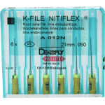 Nitiflex (21 mm) (ISO 50), Gyökércsatorna reszelő (kézzel), Fogantyú - műanyag ISO 50 ISO színkódolt, Nikkel-titán, 21 mm, 6 darab