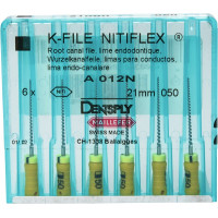 Nitiflex (21 mm) (ISO 50), Gyökércsatorna reszelő (kézzel), Fogantyú - műanyag ISO 50 ISO színkódolt, Nikkel-titán, 21 mm, 6 darab