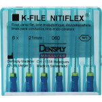 Nitiflex (21 mm) (ISO 60), Gyökércsatorna reszelő (kézzel), Fogantyú - műanyag ISO 60 ISO színkódolt, Nikkel-titán, 21 mm, 6 darab