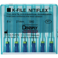 Nitiflex (21 mm) (ISO 60), Gyökércsatorna reszelő (kézzel), Fogantyú - műanyag ISO 60 ISO színkódolt, Nikkel-titán, 21 mm, 6 darab