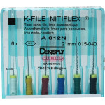 Nitiflex (21 mm) (ISO 15-40), Gyökércsatorna reszelő (kézzel), Fogantyú - műanyag ISO 15-40 ISO színkódolt, Nikkel-titán, 21 mm, 6x1 darab