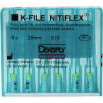 Nitiflex (25 mm) (ISO 15), Gyökércsatorna reszelő (kézzel), Fogantyú - műanyag ISO 15 ISO színkódolt, Nikkel-titán, 25 mm, 6 darab