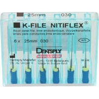 Nitiflex (25 mm) (ISO 30), Gyökércsatorna reszelő (kézzel), Fogantyú - műanyag ISO 30 ISO színkódolt, Nikkel-titán, 25 mm, 6 darab