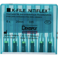 Nitiflex (25 mm) (ISO 35), Gyökércsatorna reszelő (kézzel), Fogantyú - műanyag ISO 35 ISO színkódolt, Nikkel-titán, 25 mm, 6 darab