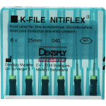 Nitiflex (25 mm) (ISO 40), Gyökércsatorna reszelő (kézzel), Fogantyú - műanyag ISO 40 ISO színkódolt, Nikkel-titán, 25 mm, 6 darab