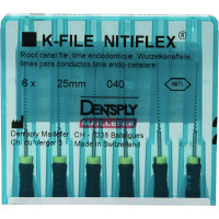 Nitiflex (25 mm) (ISO 40), Gyökércsatorna reszelő (kézzel), Fogantyú - műanyag ISO 40 ISO színkódolt, Nikkel-titán, 25 mm, 6 darab