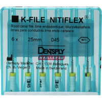 Nitiflex (25 mm) (ISO 45), Gyökércsatorna reszelő (kézzel), Fogantyú - műanyag ISO 45 ISO színkódolt, Nikkel-titán, 25 mm, 6 darab