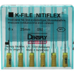 Nitiflex (25 mm) (ISO 50), Gyökércsatorna reszelő (kézzel), Fogantyú - műanyag ISO 50 ISO színkódolt, Nikkel-titán, 25 mm, 6 darab