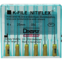 Nitiflex (25 mm) (ISO 50), Gyökércsatorna reszelő (kézzel), Fogantyú - műanyag ISO 50 ISO színkódolt, Nikkel-titán, 25 mm, 6 darab