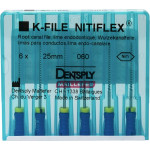 Nitiflex (25 mm) (ISO 60), Gyökércsatorna reszelő (kézzel), Fogantyú - műanyag ISO 60 ISO színkódolt, Nikkel-titán, 25 mm, 6 darab