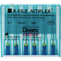 Nitiflex (25 mm) (ISO 60), Gyökércsatorna reszelő (kézzel), Fogantyú - műanyag ISO 60 ISO színkódolt, Nikkel-titán, 25 mm, 6 darab