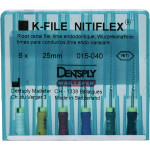 Nitiflex (25 mm) (ISO 15-40), Gyökércsatorna reszelő (kézzel), Fogantyú - műanyag ISO 15-40 ISO színkódolt, Nikkel-titán, 25 mm, 6x1 darab