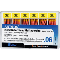 Guttapercha-csúcs (#529) (28 mm) (6 %) (ISO 20), ISO 20 rózsaszín, röntgenopák, Guttapercha, 28 mm, 60 darab