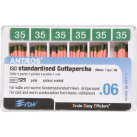 Guttapercha-csúcs (#529) (28 mm) (6 %) (ISO 35), ISO 35 rózsaszín, röntgenopák, Guttapercha, 28 mm, 60 darab