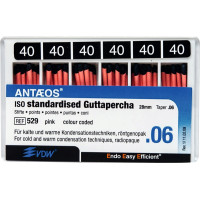 Guttapercha-csúcs (#529) (28 mm) (6 %) (ISO 40), ISO 40 rózsaszín, röntgenopák, Guttapercha, 28 mm, 60 darab