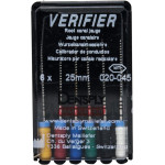 Verifier (Test eszköz) (25 mm) (4 %) (ISO 20-45), Fogantyú - műanyag ISO 20-45 autoklávozható, ISO színkódolt, Nikkel-titán, 25 mm, 6 darab