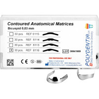 Anatomische Matrizen - 30 darabos csomag, für Prämolare, OD Kavität - 6116 Anatomische Matrizen - 30 darabos csomag, für Prämolare, OD Kavität - 6116