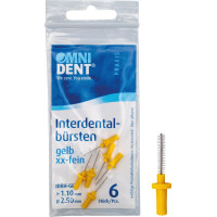 Omni (1,10 mm ¦ 2,5 mm), Fogköztisztító kefe, sárga, hengeres, 6 darab