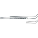 Zahnpinzetten nach London-College - 1 db, 15 cm, gewinkelt, Figur 3 - 43-031-03-07