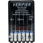 Verifier (Test eszköz) (25 mm) (4 %) (ISO 45), Fogantyú - műanyag ISO 45 autoklávozható, ISO színkódolt, Nikkel-titán, 25 mm, 6 darab