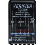 Verifier (Test eszköz) (25 mm) (4 %) (ISO 40), Fogantyú - műanyag ISO 40 autoklávozható, ISO színkódolt, Nikkel-titán, 25 mm, 6 darab