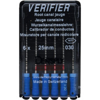 Verifier (Test eszköz) (25 mm) (4 %) (ISO 30), Fogantyú - műanyag ISO 30 autoklávozható, ISO színkódolt, Nikkel-titán, 25 mm, 6 darab