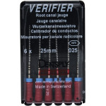 Verifier (Test eszköz) (25 mm) (4 %) (ISO 25), Fogantyú - műanyag ISO 25 autoklávozható, ISO színkódolt, Nikkel-titán, 25 mm, 6 darab