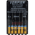 Verifier (Test eszköz) (25 mm) (4 %) (ISO 20), Fogantyú - műanyag ISO 20 autoklávozható, ISO színkódolt, Nikkel-titán, 25 mm, 6 darab