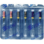 CC+Bur (353), K-Fúró, Fogantyú - műanyag ISO 6-10 röntgenopák, ISO színkódolt, Nemesacél, 25 mm, 3x2 darab