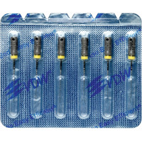 CC+Bur (353), K-Fúró, Fogantyú - műanyag ISO 8 röntgenopák, ISO színkódolt, Nemesacél, 25 mm, 6 darab