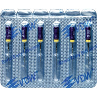 CC+Bur (353), K-Fúró, Fogantyú - műanyag ISO 10 röntgenopák, ISO színkódolt, Nemesacél, 25 mm, 6 darab