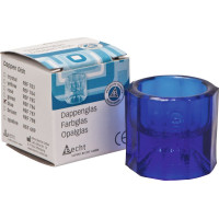 Gyógyszer-tartó üvegcse, nem autoklávozható, kék, 32 mm, 1 darab