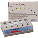 IPS e.max (CAD) (Sirona) (C 14) (Medium Opacity) (0), CAD/CAM-blokk (Kerámia), téglalap alakú, biokompatibilis, Üvegkerámia, 5 darab