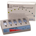 IPS e.max (CAD) (Sirona) (C 14) (Medium Opacity) (1), CAD/CAM-blokk (Kerámia), téglalap alakú, biokompatibilis, Üvegkerámia, 5 darab