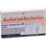 alpha Guttapercha (28 mm) (6 %) (ISO 15), Guttapercha-csúcs, ISO 15 rózsaszín, Guttapercha, 28 mm, 60 darab