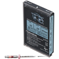 TF (Twisted Files) (27 mm) (10 %) (ISO 25), Gyökércsatorna reszelő (gépi), Könyökdarab (CA, Ø 2,35 mm, ISO 204) ISO 25 forgó, ISO színkódolt, Nikkel-titán, 27 mm, 3 darab